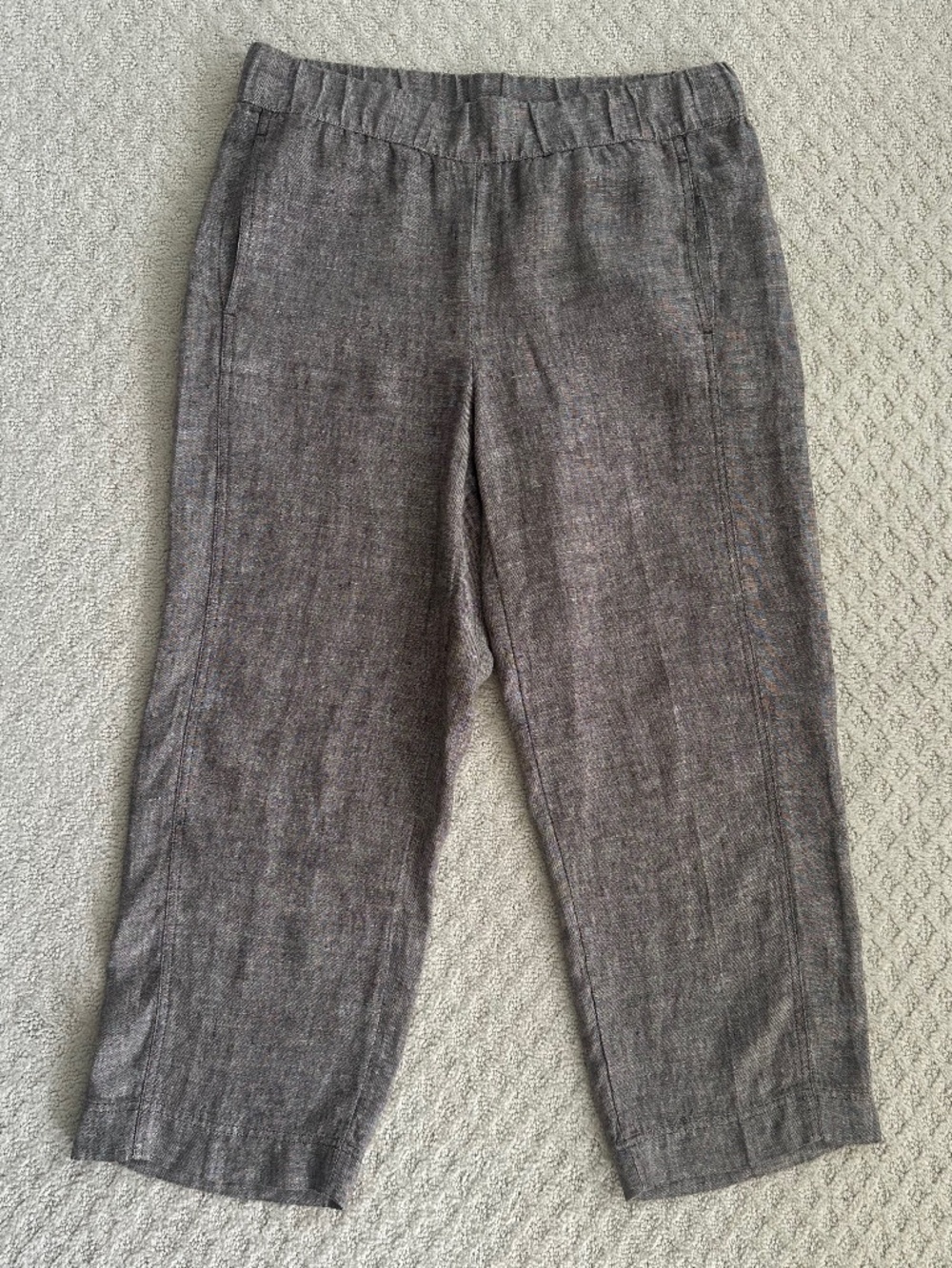 J. Jill Pure Jill Linen Cropped Pants Small Coastal Lagenlook Minimalist Neutral